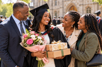 Best graduation gifts presented to a graduate celebrating with family