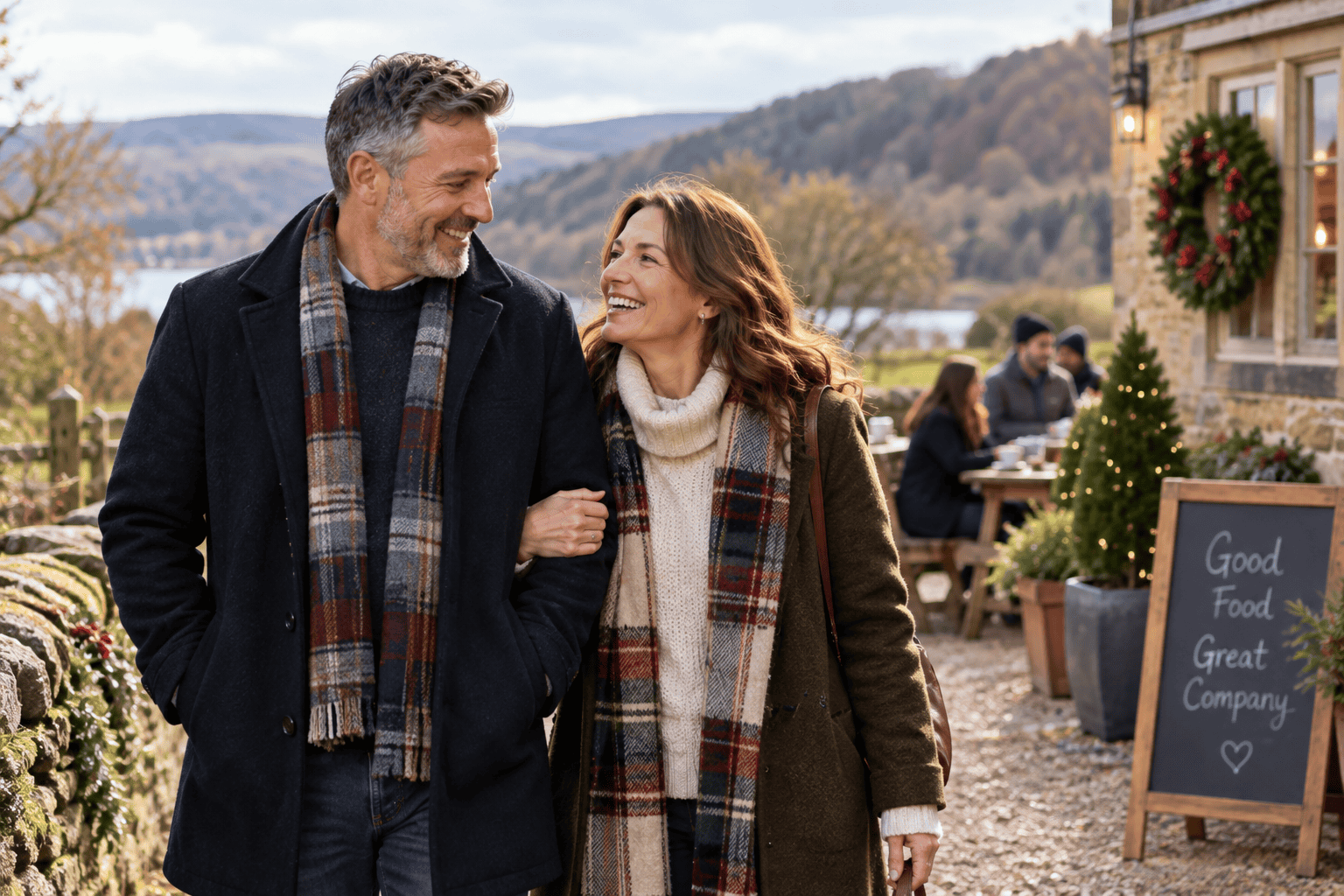 Couple enjoying a shared day out as a Christmas experience gift.