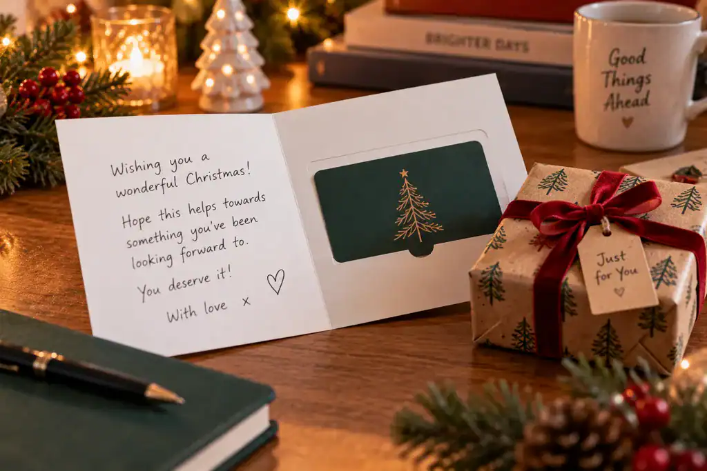Christmas card and gift card presented thoughtfully for a teenager